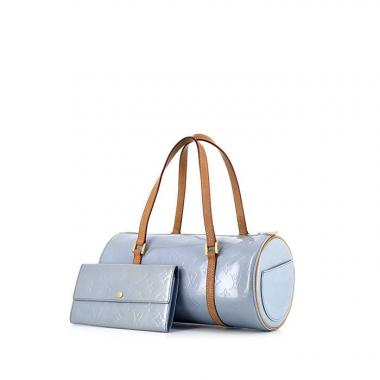 Borsa Louis Vuitton Papillon in pelle verniciata monogram blu e pelle naturale