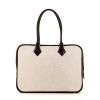 Hermes Plume handbag in beige canvas and brown Barenia leather - 360 thumbnail