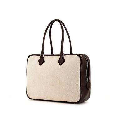 Borsa Hermes Plume in tela beige e pelle Barenia marrone