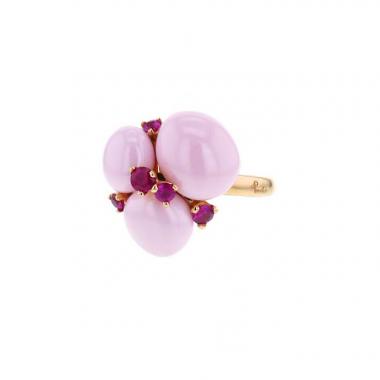 Anello Pomellato Capri in oro rosa,  ceramica rosa e zaffiri rosa