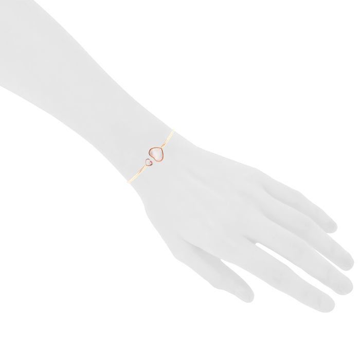 Half-flexible Chopard Happy Heart bangle in pink gold,  mother of pearl and diamond - Detail D1