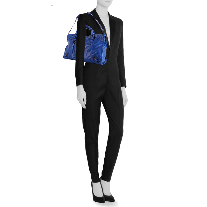 Borsa Balenciaga Giant City in pelle blu elettrico - Detail D2