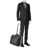 Louis Vuitton Pilot suitcase in grey damier canvas and black leather - Detail D1 thumbnail
