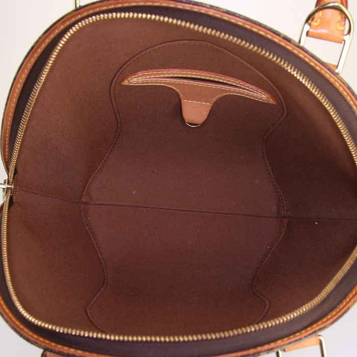 Bolso de mano Louis Vuitton Ellipse en lona Monogram marrón y cuero natural - Detail D2