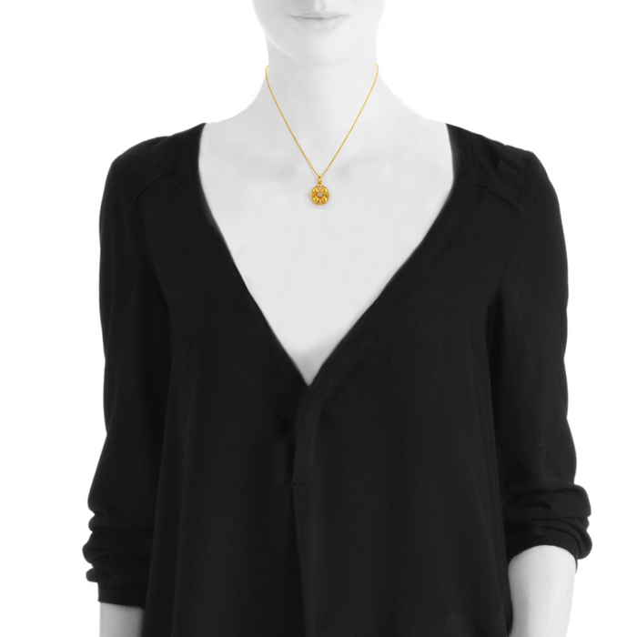 Collier Vintage en or jaune 24 carats et diamants - Detail D1