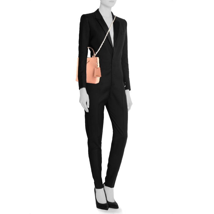 Prada Double handbag in pink leather saffiano - Detail D2