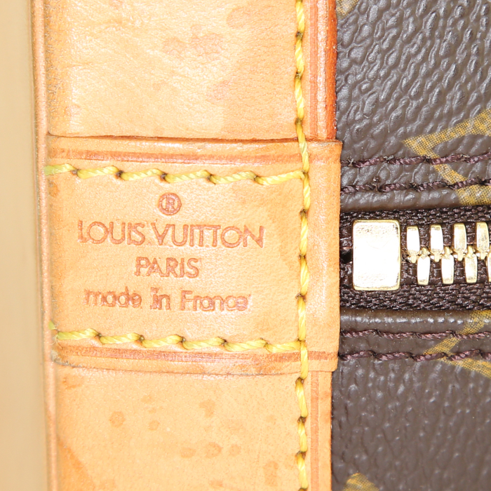 Louis Vuitton Alma handbag in brown monogram canvas and natural leather - Detail D3