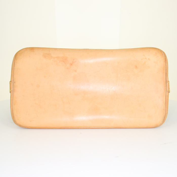 Borsa Louis Vuitton Alma in tela monogram marrone e pelle naturale - Detail D4