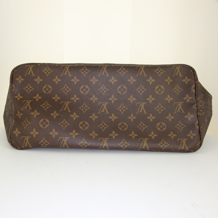 Bolso Cabás Louis Vuitton Neverfull modelo grande en lona Monogram marrón y cuero natural - Detail D4