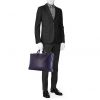 Bottega Veneta briefcase in blue intrecciato leather - Detail D1 thumbnail