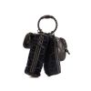 Bottega Veneta pouch in black leather and navy blue velvet - 360 thumbnail