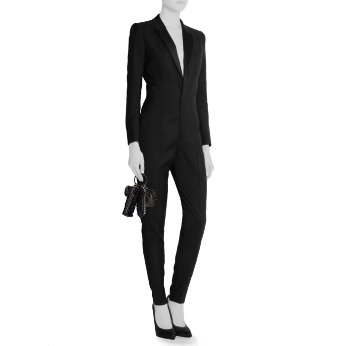 Bottega Veneta pouch in black leather and navy blue velvet - Detail D1