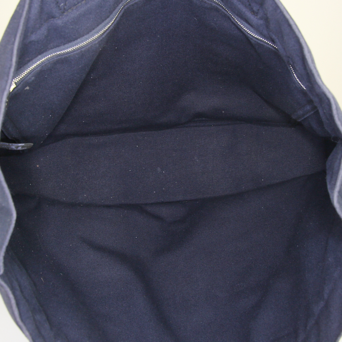 Shopping bag Hermes Toto Bag - Shop Bag in tela blu e nera - Detail D2