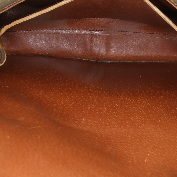 Sac besace Louis Vuitton Cartouchiére grand modèle en toile monogram marron et cuir naturel - Detail D2