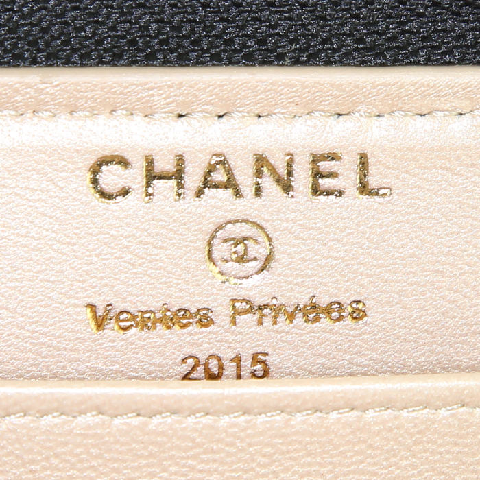Chanel Camelia - Wallet wallet in black leather - Detail D3
