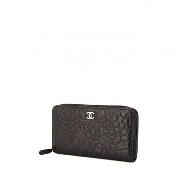 Billetera Chanel Camelia - Wallet en cuero negro