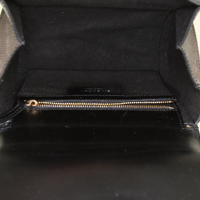 Sac bandoulière Givenchy Pandora petit modèle en lézard gris et cuir noir - Detail D2