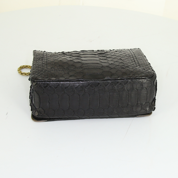 Bolso bandolera Jerome Dreyfuss Eliot en piel de pitón negra - Detail D4