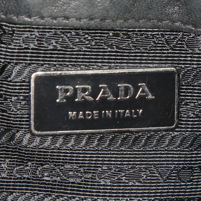 Borsa a tracolla Prada Gaufre in tela trapuntata nera e pelle nera - Detail D4