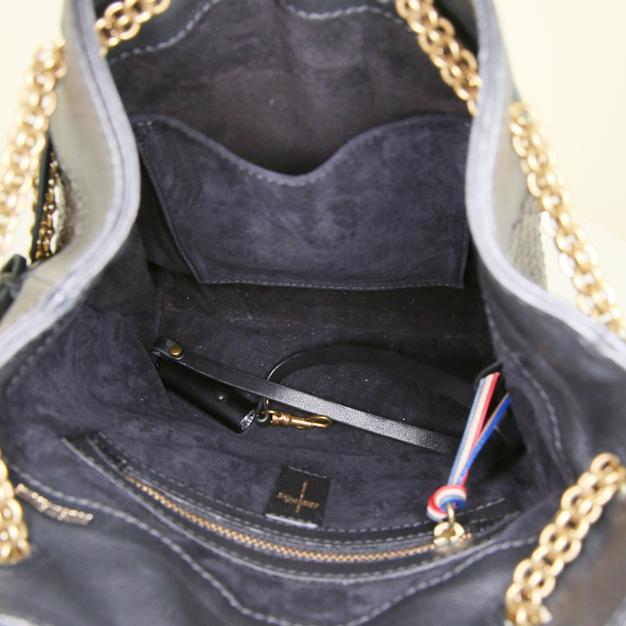 Jerome Dreyfuss handbag in python and black leather - Detail D2