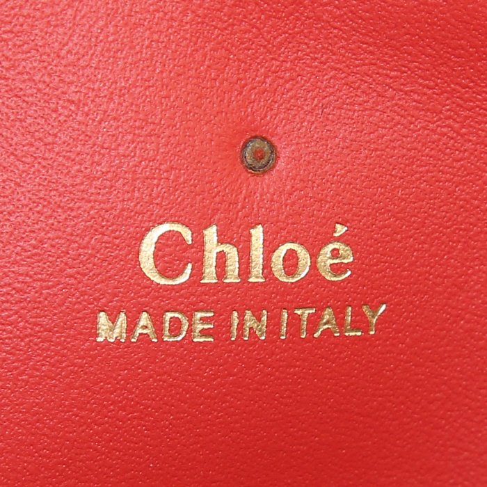 Sac bandoulière Chloé Baylee en cuir tricolore rouge corail et marron - Detail D4