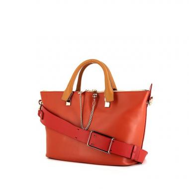Bolso bandolera Chloé Baylee en cuero tricolor rojo, coral y marrón