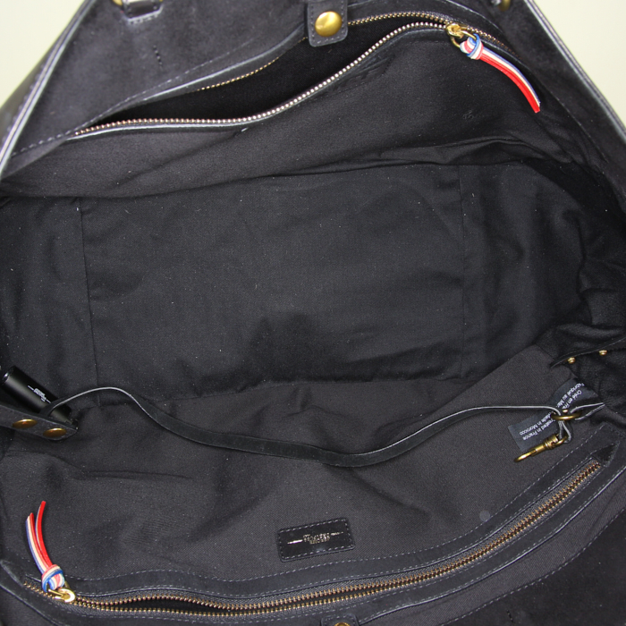 Bolso Cabás Jerome Dreyfuss Maurice en piel de potro beige y negra y cuero negro - Detail D3