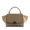 Celine Trapeze medium model handbag in etoupe leather and etoupe suede - 360 thumbnail