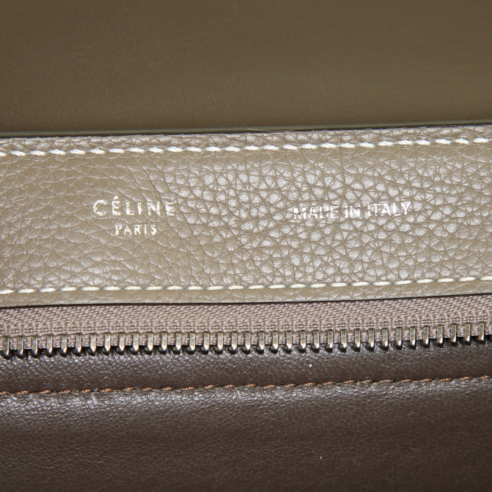 Sac à main Celine Trapeze moyen modèle en cuir étoupe et daim étoupe - Detail D4