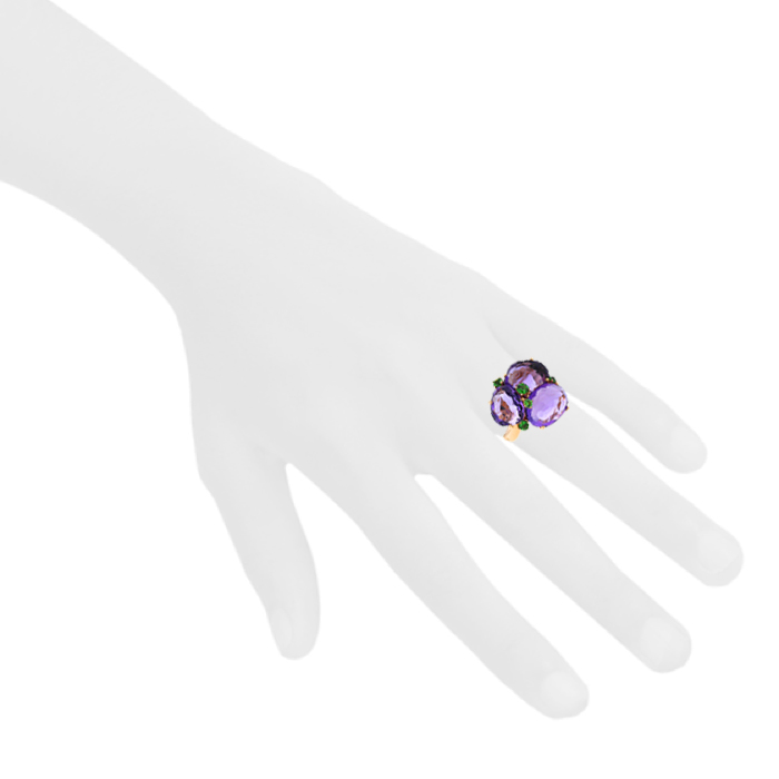 Pomellato Bahia ring in pink gold,  amethyst and tsavorites - Detail D1