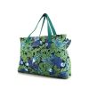 Hermès shopping bag in green and blue canvas - 00pp thumbnail