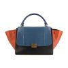 Celine Trapeze small model handbag in blue and orange python and black leather - 360 thumbnail
