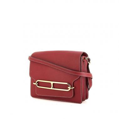Bolso bandolera Hermès Roulis en cuero Tadelakt rojo