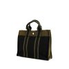 Sac cabas Hermes Toto Bag - Shop Bag en toile noire et vert-kaki - 00pp thumbnail