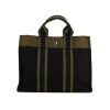 Sac cabas Hermes Toto Bag - Shop Bag en toile noire et vert-kaki - 360 thumbnail