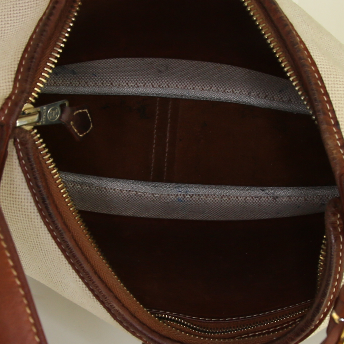Hermès Trim bag in beige canvas and Barenia leather - Detail D2