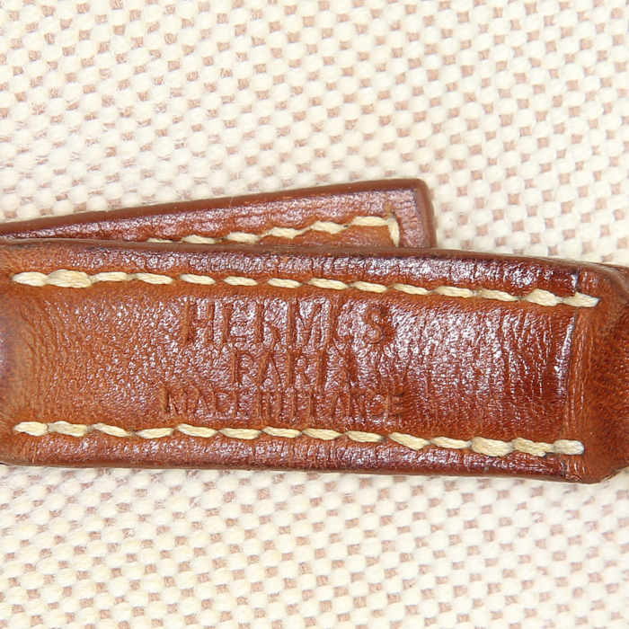 Sac Hermès Trim en toile beige et cuir Barénia - Detail D3
