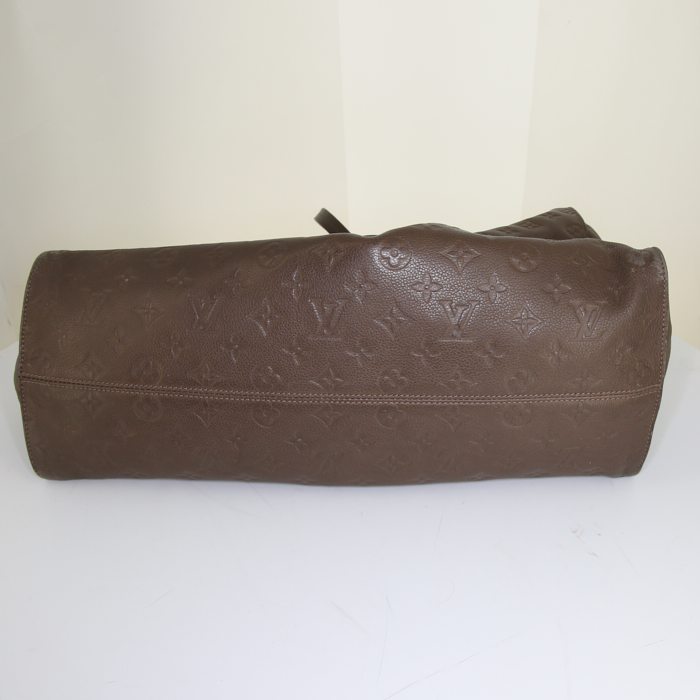 Borsa a tracolla Louis Vuitton Lumineuse in pelle monogram con stampa marrone - Detail D5