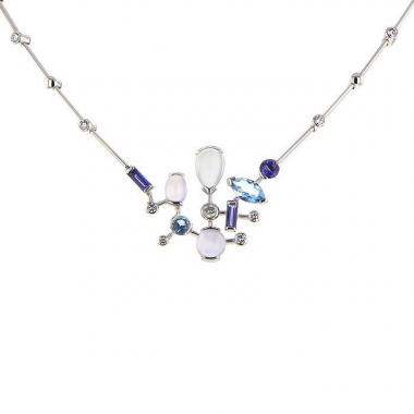 Collana mobile Cartier Meli Melo in oro bianco,  pietre colorate blu e diamanti