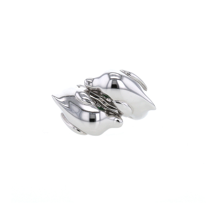 Cartier "Dolphins" ring in white gold and tsavorites - Detail D2