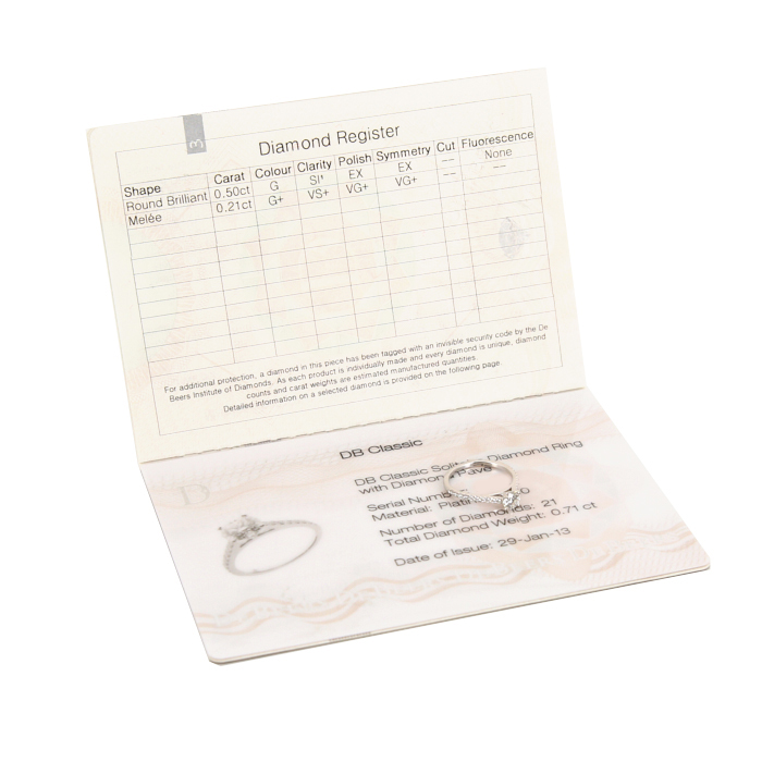 Anello solitario De Beers DB Classic in platino e diamanti - Detail D2