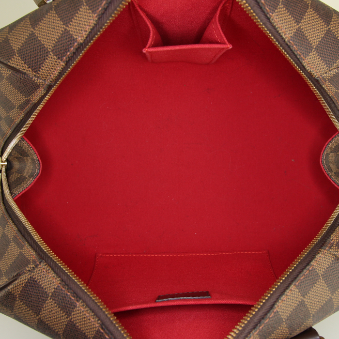 Louis Vuitton Ribera handbag in brown damier canvas and brown leather - Detail D2