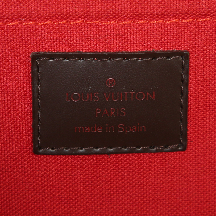 Bolso de mano Louis Vuitton Ribera en lona a cuadros revestida marrón y cuero marrón - Detail D3