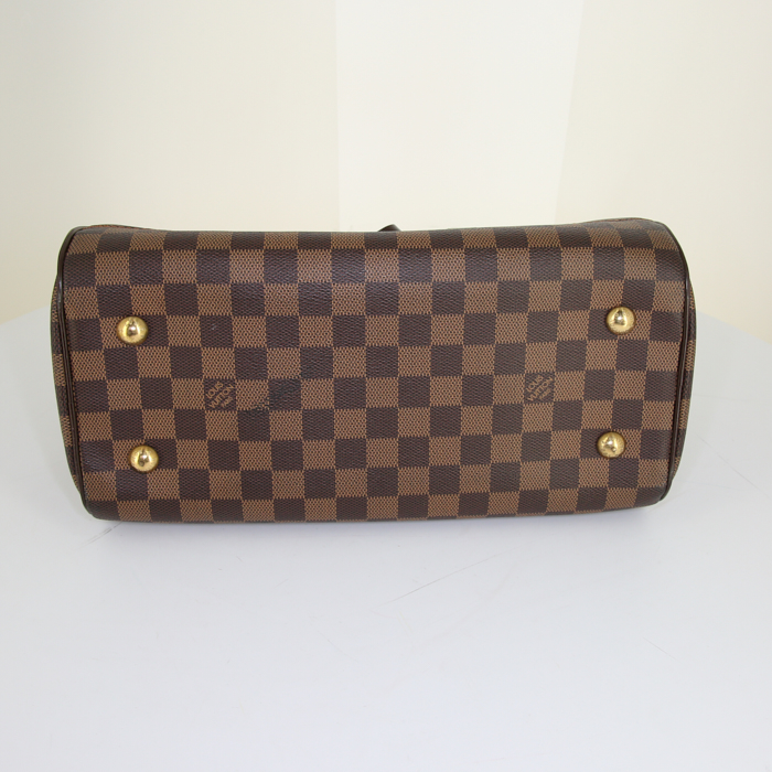 Bolso de mano Louis Vuitton Duomo en lona a cuadros marrón y cuero marrón - Detail D5