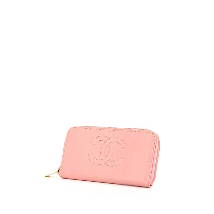 CHANEL Mademoiselle Caviar Quilted Leather Pink Card Holder Zip