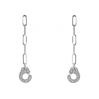 Paire de pendants d'oreilles Dinh Van Menottes en or blanc et diamants