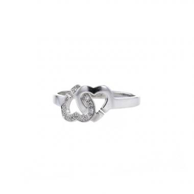 Dinh Van Double Coeurs ring in white gold and diamonds