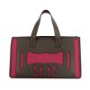 Shopping bag Hermès Petit H in pelle togo grigia e tela rosa - 360 thumbnail