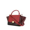 Celine Trapeze small model handbag in red, burgundy and brown tricolor leather - 00pp thumbnail
