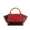 Celine Trapeze small model handbag in red, burgundy and brown tricolor leather - 360 thumbnail